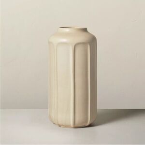 Hearth & Hand  16” Faceted Ceramic Vase, Taupe